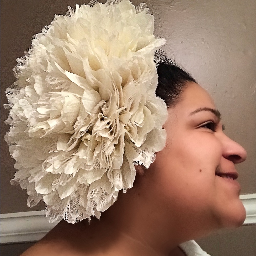 HUGE Cream Hair Flower from Europe